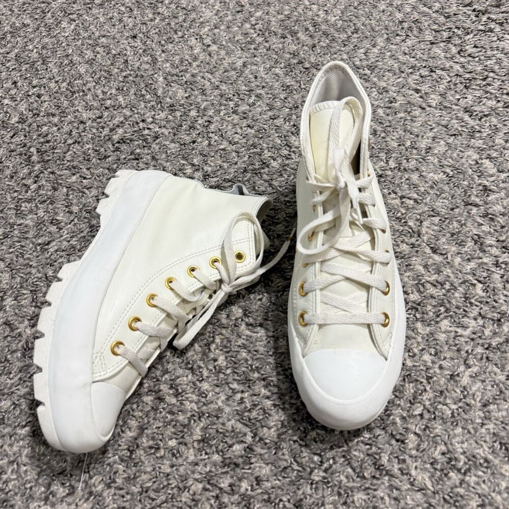Converse All Star Lift Platform High Top Leather Shoe Sneakers White Ivory 7.5 - Picture 2 of 8